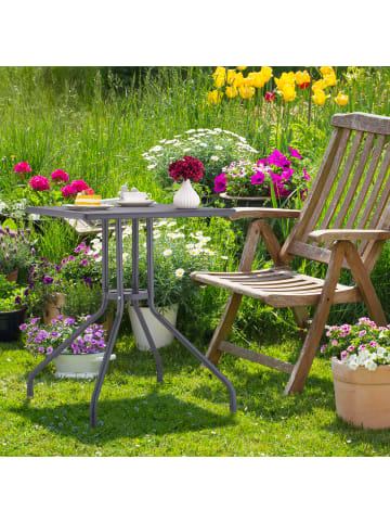 relaxdays Gartentisch "Holzoptik" in Grau - (B)61 x (H)75 x (T)61 cm