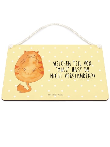 Mr. & Mrs. Panda Deko Schild Katze Mittelfinger mit Spruch in Gelb Pastell