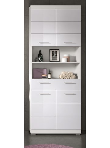 Inn.Furn Hochschrank weiß Hochglanz 74 cm, Badschrank mit 6 Fächern