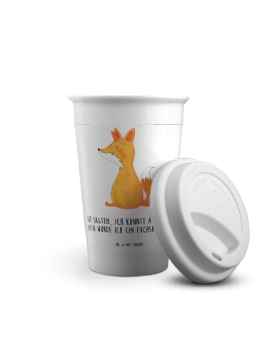Mr. & Mrs. Panda Kaffeebecher Einhorn Fuchs mit Spruch in Weiß