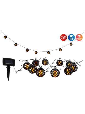 näve LED Lichterkette "FOGO" in schwarz - (L)485 cm x (B)7 cm x (H)10 cm