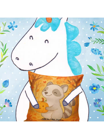 Mr. & Mrs. Panda Dekokissen Waschbär Kürbis Design ohne Spruch in Weiß