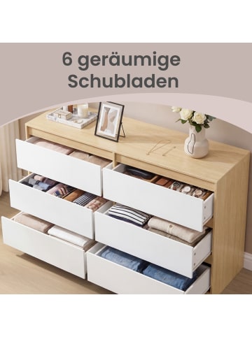 VASAGLE 6er-Set: Kommode Kailyn in Weiß - (B)40 x (H)75 x (T)119.4 cm