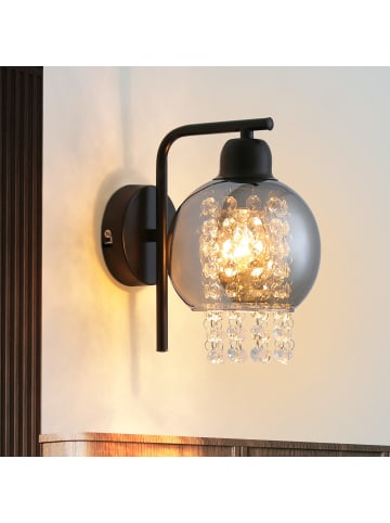 ZMH Wandleuchte in schwarz 1-flammige E27 Kristall und Glas Modern Max.40W