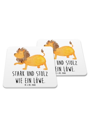 Mr. & Mrs. Panda Untersetzer Sternzeichen Löwe mit Spruch in Weiß