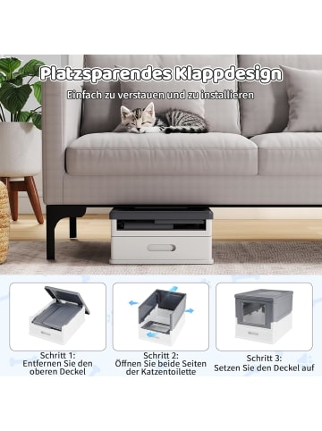 COSTWAY Katzenklo aus PP faltbar bis 10 kg in Grau