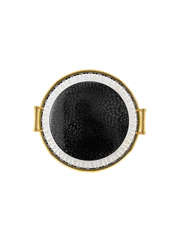 COFI 1453 Gemusterte Serviertabletten aus Edelstahl mit eleganten Griffen in Silber/Gold