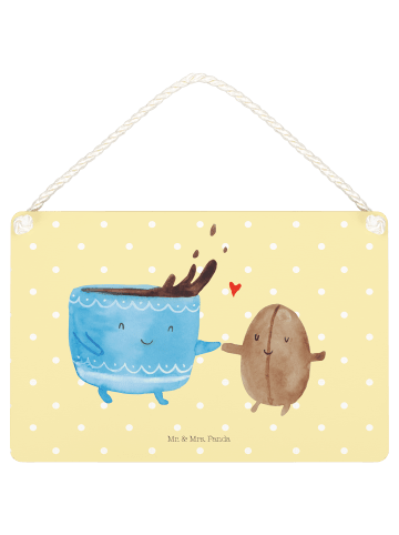 Mr. & Mrs. Panda Schild Kaffee Bohne ohne Spruch in Gelb Pastell