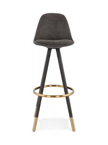 KADIMA DESIGN Barhocker Vintage Holz Mikrofaser | Retro Design in Anthrazit