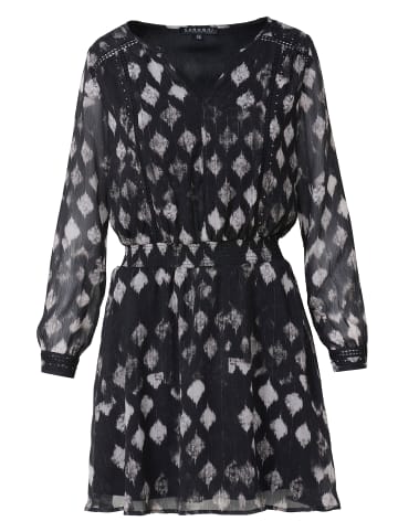 KOROSHI Kurzes bedrucktes Minikleid mit langen Ärmeln in SCHWARZ