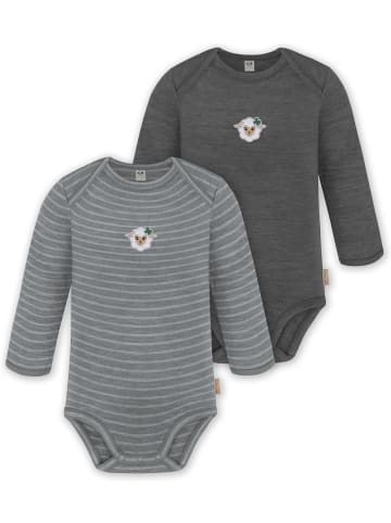 Normani Outdoor Sports 2er Pack Baby Merino Body Langarm Auckland in Grau/Anthrazit