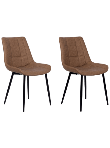 Beliani 2er-Set Esszimmerstuhl MELROSE II in Braun/Schwarz