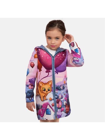 Belmil 1tlg:  Strickjacke mit Reißverschluss Cats and Balloons in Rosa 