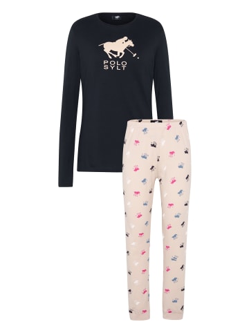 Polo Sylt Pyjama im Label-Design in Blau