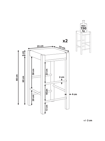 Beliani 2-tlg Barhocker EMBRUN in Braun/Beige