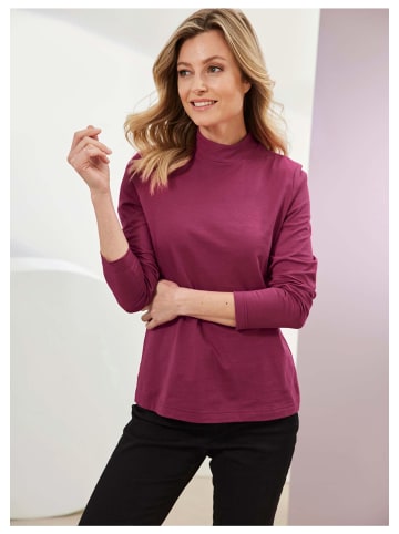 GOLDNER Stehkragenshirt mit Langarm in sangria