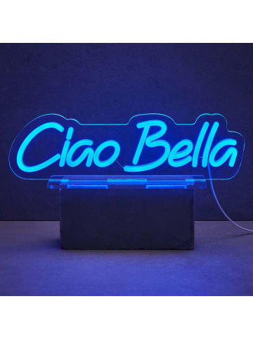 Butlers LED Leuchte Ciao Bella L 42 x H 12cm NEON VIBES in Hellblau