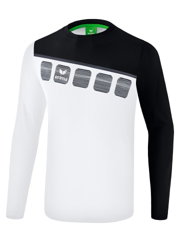 erima 5-C Longsleeve in weiss/schwarz/dunkelgrau