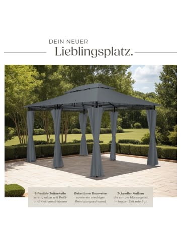 tectake Gartenpavillon Emine inklusive Spannseilen und Heringen, anthrazit