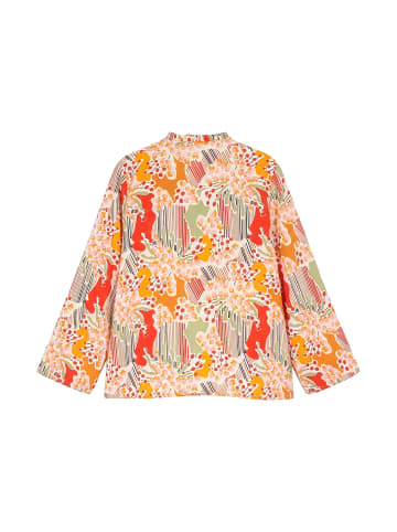 Joella Women Plus Size Blouse in ORANGE PRINTED