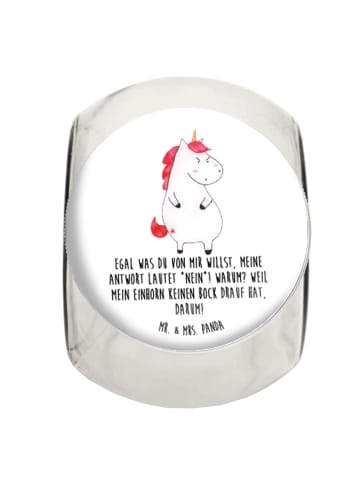 Mr. & Mrs. Panda Bonbonglas Einhorn Wut mit Spruch in Weiß