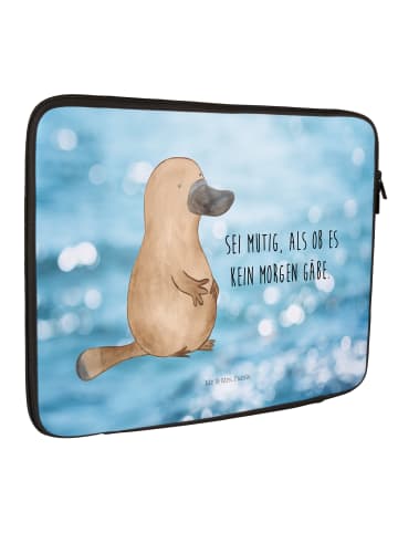 Mr. & Mrs. Panda Notebook Tasche Schnabeltier Mut mit Spruch in Oceanblue