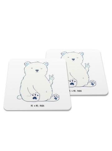 Mr. & Mrs. Panda Gläseruntersetzer Eisbär Faul ohne Spruch in Weiß