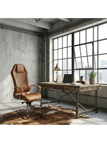 FineBuy Bürostuhl in Caramel / Leder / 70x67x136