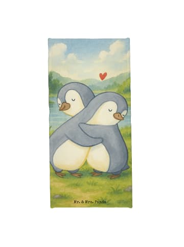 Mr. & Mrs. Panda Strandtuch Pinguine Kuscheln Design ohne Spruch in Grau Pastell