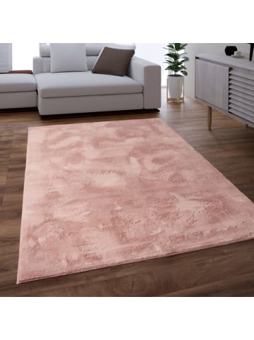 KADIMA DESIGN Teppich Kurzflor waschbar Einfarbig Wohnzimmer in Pink