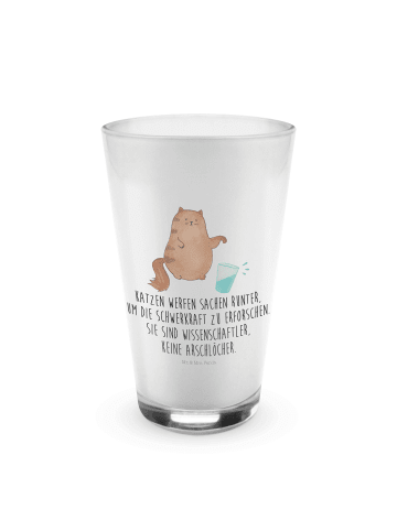 Mr. & Mrs. Panda Glas Katze Wasserglas mit Spruch in Transparent