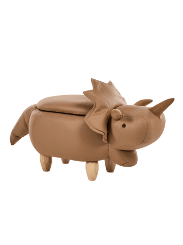 Beliani Tierhocker TRICERATOPS in Braun - (W) 92 x (H) 56 x (L) 42 cm