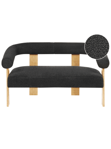 Beliani 2-Sitzer Sofa ILBRO in Schwarz/Braun - (W) 138 x (H) 76 x (L) 68 cm