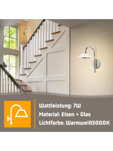 ZMH Wandleuchte LED in Chrom 3000K warmweiß rund Glas Modern Schlafzimmerlampe