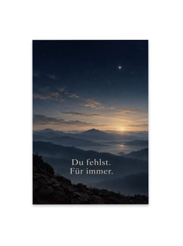 Mr. & Mrs. Panda Trauerspruchkarte Berg würdevoll Design mit Spruch in Weiß