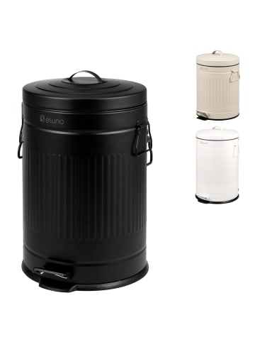 eluno Abfalleimer VINTAGE, Treteimer, 20 Liter Fassungsvermögen aus schwarzem Metall