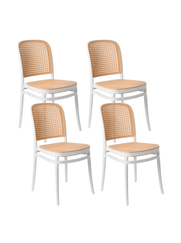 Beliani 4er-Set Esszimmerstuhl PLOSE in Beige/Weiß