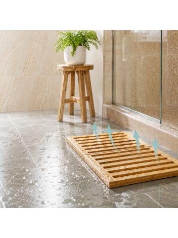 relaxdays Badematte in Natur - (B)59,5 x (H)2,5 x (T)39 cm