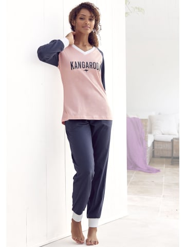 Kangaroos Pyjama in rosa-dunkelblau