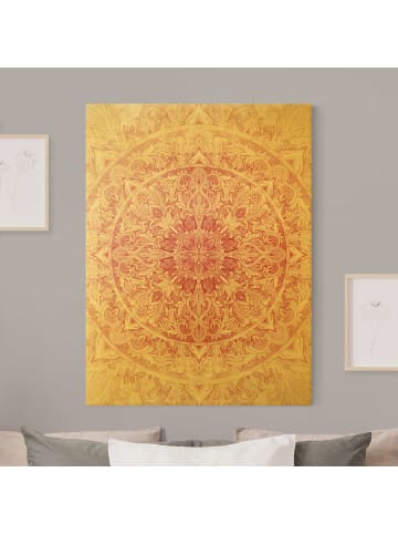 WALLART Leinwandbild Gold - Mandala Aquarell Sonne Ornament rosa in Rosa