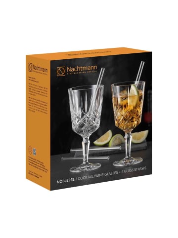 Nachtmann 2er Set Cocktailgläser mit Glastrinkhalmen Noblesse 355 ml in transparent