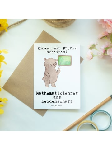 Mr. & Mrs. Panda Grußkarte Mathematiklehrer Leidenschaft mit Spruch in Weiß