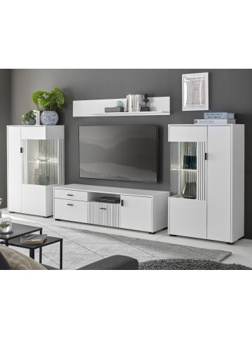 Furn.Design Wohnwand 4-teilig weiß matt, Wohnkombination 320 x 170 cm mit Soft-Close