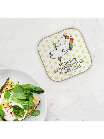 Mr. & Mrs. Panda Bierdeckel Einhorn Blümchentail mit Spruch in Weiß