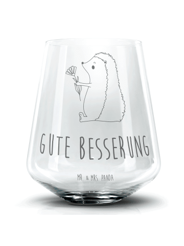 Mr. & Mrs. Panda Cocktail Glas Igel Blumen mit Spruch in Transparent