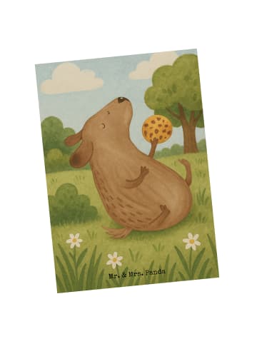Mr. & Mrs. Panda Postkarte Hund Keks Design ohne Spruch in Weiß