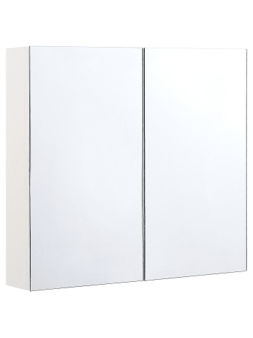 Beliani Bad-Spiegelschrank NAVARRA in Weiß/Silber - (W) 80 x (H) 70 x (L) 14 cm