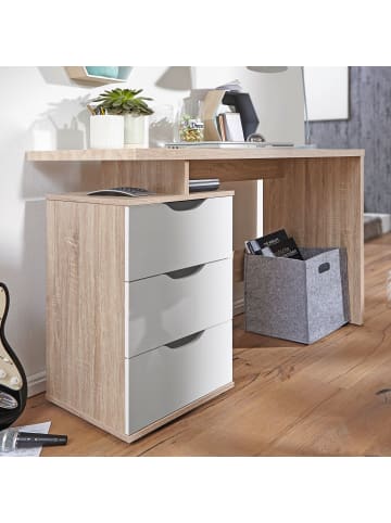 KADIMA DESIGN Schreibtisch MASSA 120 x 76 x 53 cm mit 3 Schubladen in Weiß