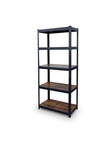 relaxdays 2 x Schwerlastregal in Schwarz/ Braun - (B)60 x (H)180 x (T)30 cm