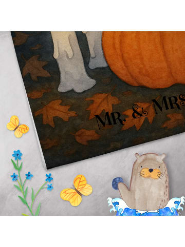 Mr. & Mrs. Panda Baumwollhandtuch Krähe Halloween Design ohne Sp... in Weiß